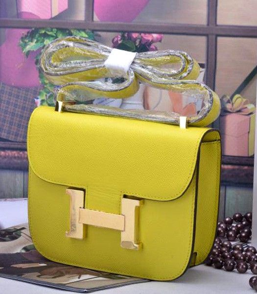 Hermes Constance Mini Bag Lemon Yellow Palm Print Leather
