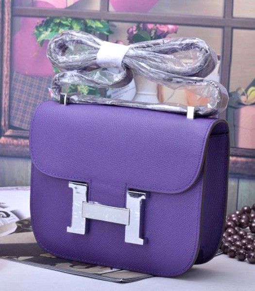 Hermes Constance Mini Bag Purple Palm Print Leather
