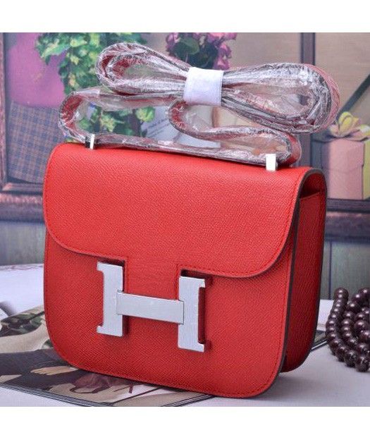 Hermes Constance Mini Bag Red Palm Print Leather