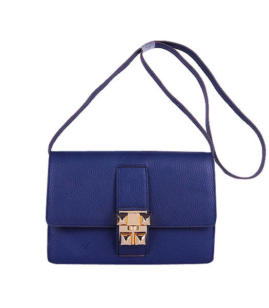 Hermes Constance Watermelon Dark Blue Leather Shoulder Bag with Golden Metal