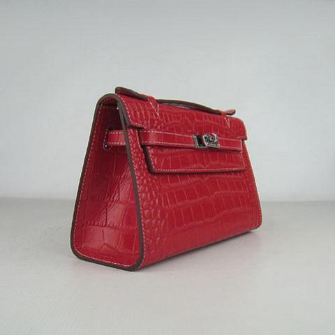 Hermes Crocodile  Veins Briefcase - Red -1