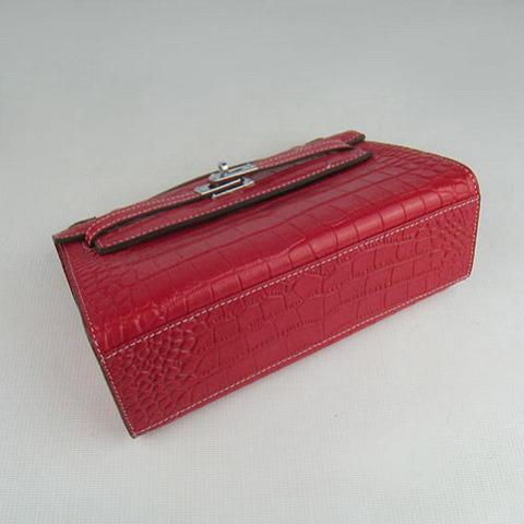 Hermes Crocodile  Veins Briefcase - Red -3