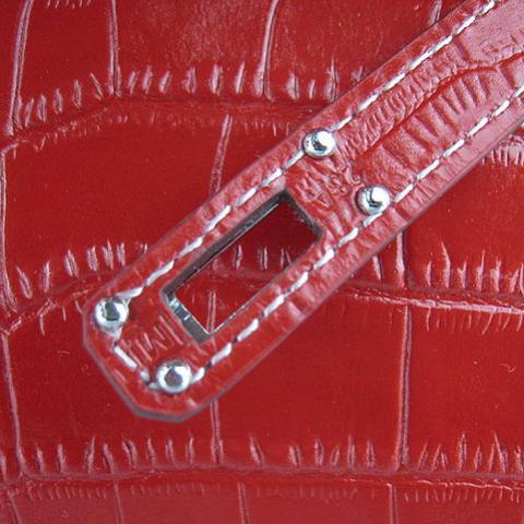 Hermes Crocodile  Veins Briefcase - Red -7