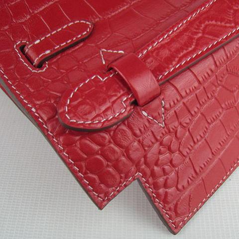 Hermes Crocodile  Veins Briefcase - Red -8