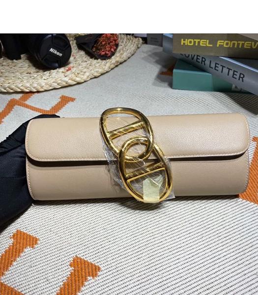 Hermes Egee 25cm Clutch Light Apricot Imported Swift Leather Golden Metal