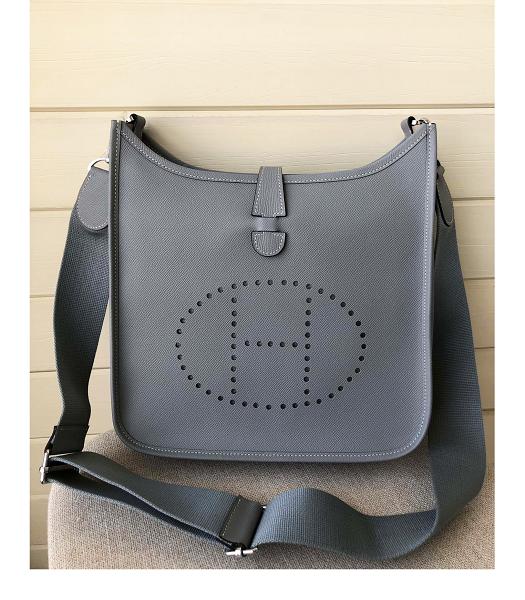 Hermes Evelyne 28cm Messenger Bag In Grey Imported Epsom Leather