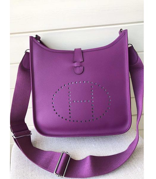 Hermes Evelyne 28cm Messenger Bag In Purple Imported Epsom Leather