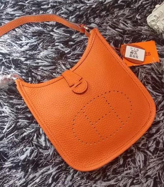 Hermes Evelyne Mini Messenger Bag in Orange Togo Leather