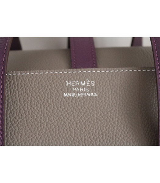 Hermes Feudou Bovine Jugular Veins Bag in GreyPurple-6