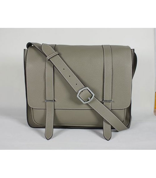 Hermes Genuine Leather Messenger Bag in Grey