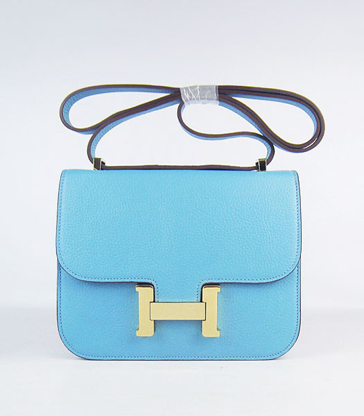 Hermes Golden Lock Messenger Bag in Light Blue