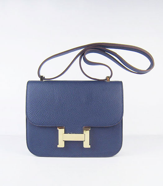 Hermes Golden Lock Messenger Bag Middle Dark Blue