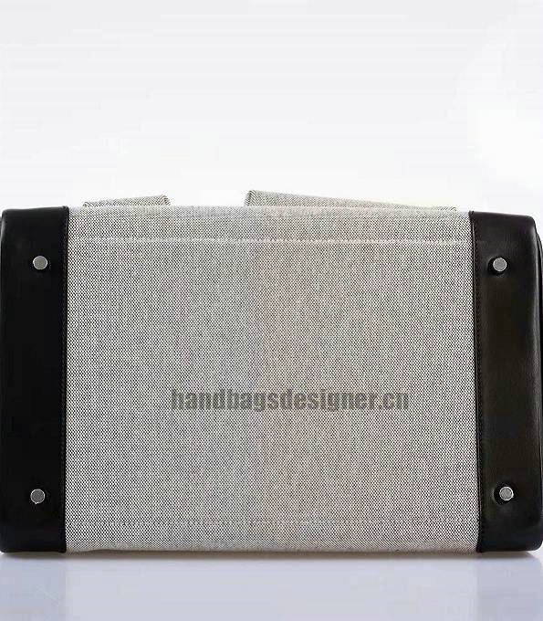 Hermes Haut A Courroies 40 Handbag Grey Canvas With Black Original Cargo Calfskin Leather Silver Metal-4