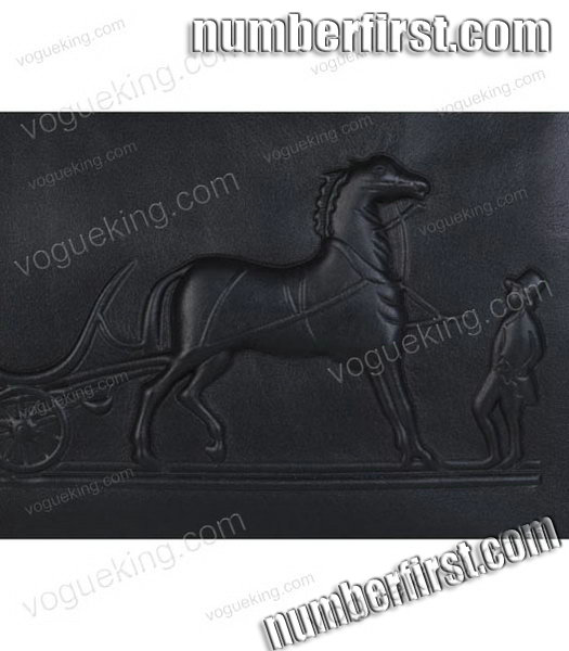 Hermes Horse-drawn Carriage Black Plain Veins Bag Golden Metal-5