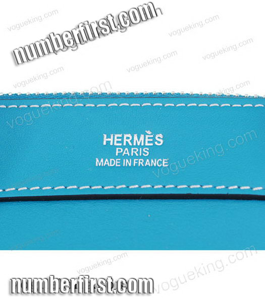 Hermes Horse-drawn Carriage Blue Plain Veins Bag Silver Metal-5