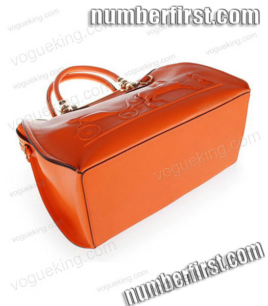 Hermes Horse-drawn Carriage Orange Plain Veins Bag Golden Metal-3