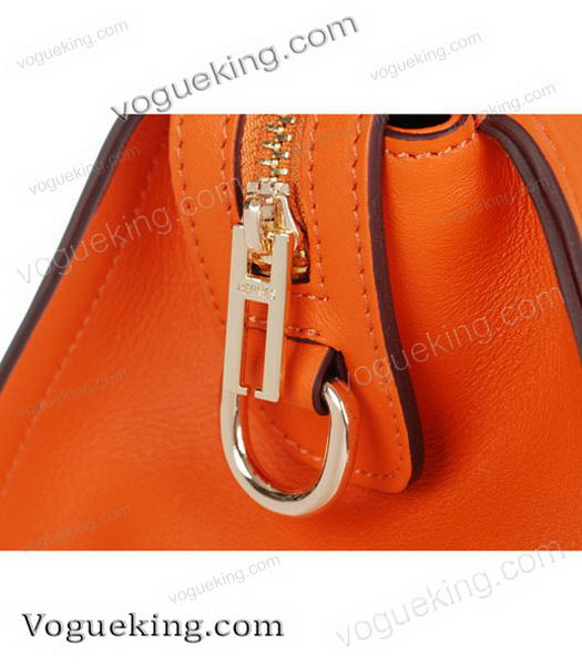 Hermes Horse-drawn Carriage Orange Plain Veins Bag Golden Metal-5
