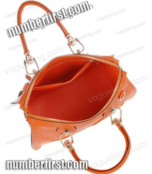 Hermes Horse-drawn Carriage Orange Plain Veins Bag Golden Metal-6
