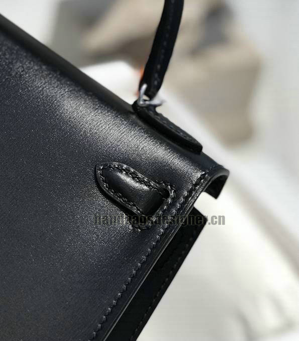 Hermes Kelly 19cm Bag Black Original Box Calfskin Leather Silver Metal-4