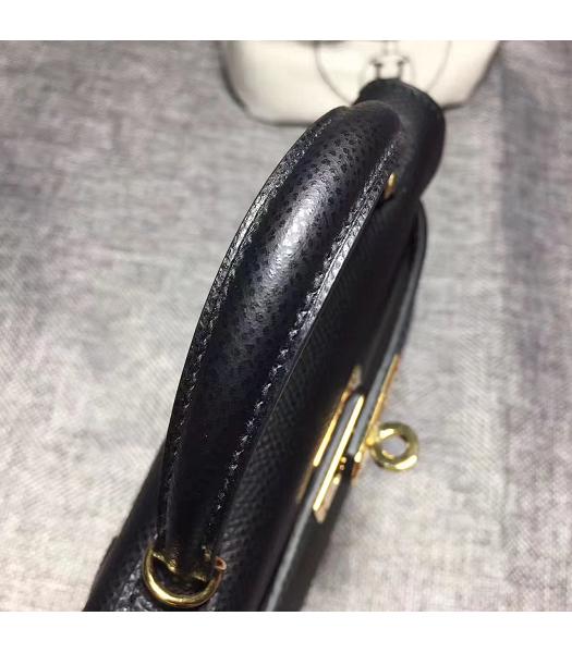 Hermes Kelly 20cm Black Original Leather Mini Tote Bag Golden Hardware-5