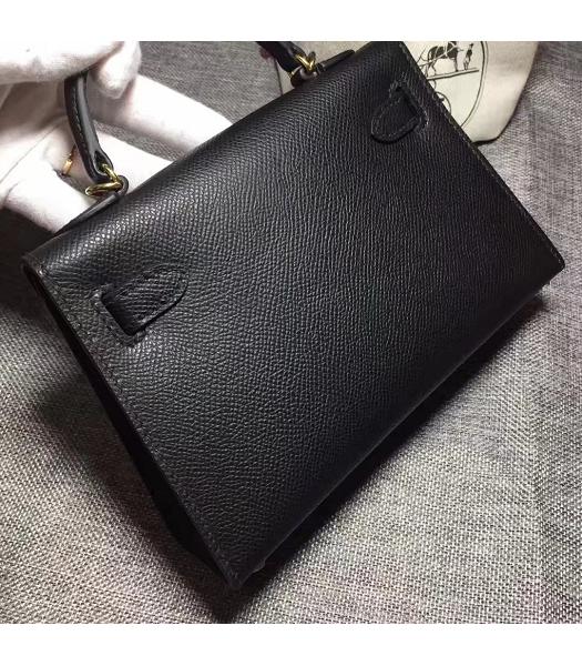 Hermes Kelly 20cm Black Original Leather Mini Tote Bag Golden Hardware-6