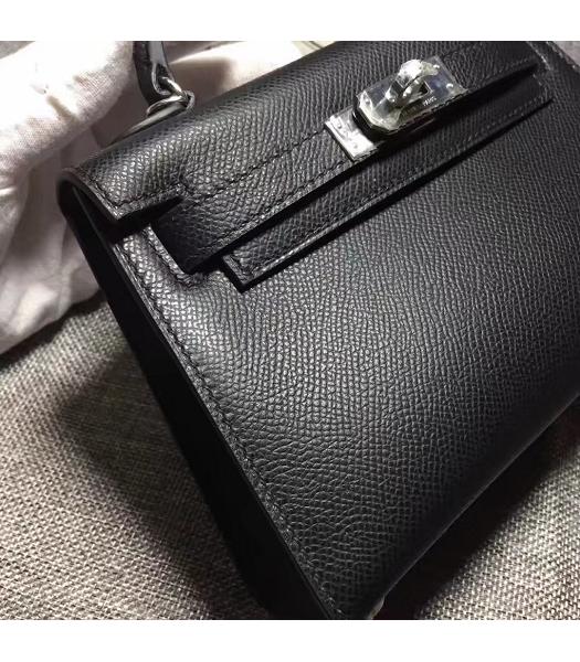 Hermes Kelly 20cm Black Original Leather Mini Tote Bag Silver Hardware-1