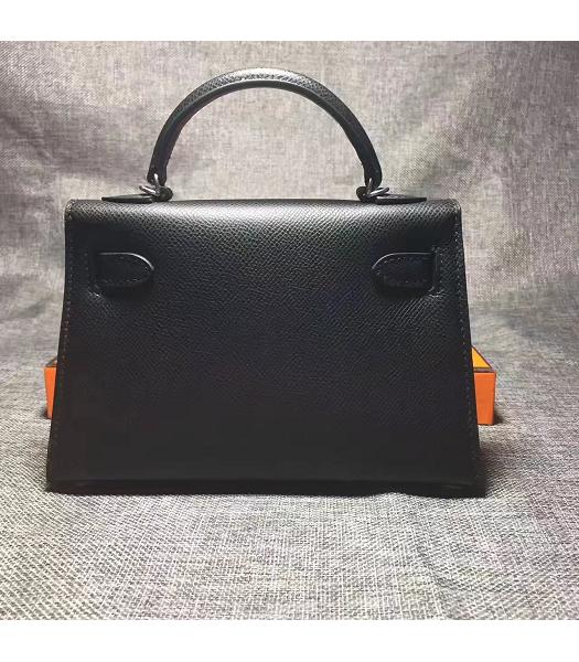 Hermes Kelly 20cm Black Original Leather Mini Tote Bag Silver Hardware-3
