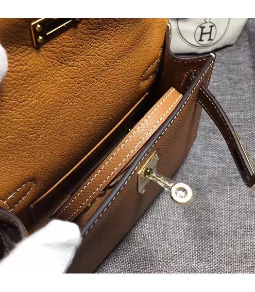 Hermes Kelly 20cm Coffee Original Leather Mini Tote Bag Golden Hardware-2