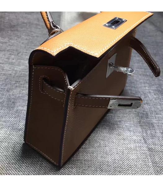 Hermes Kelly 20cm Coffee Original Leather Mini Tote Bag Silver Hardware-2