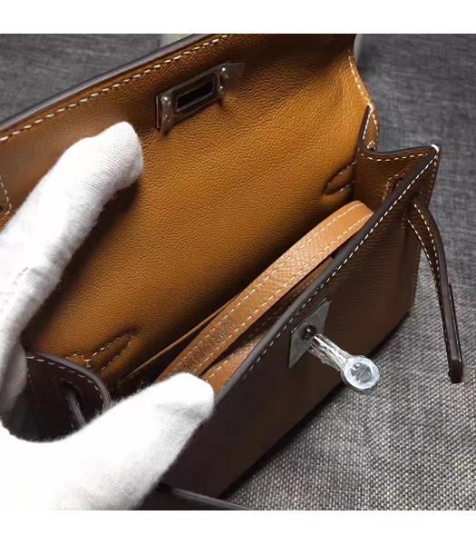 Hermes Kelly 20cm Coffee Original Leather Mini Tote Bag Silver Hardware-3