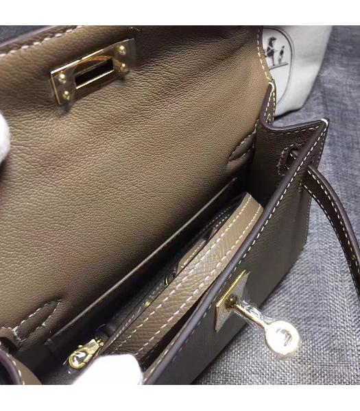 Hermes Kelly 20cm Khaki Original Leather Mini Tote Bag Golden Hardware-2