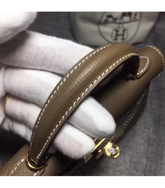 Hermes Kelly 20cm Khaki Original Leather Mini Tote Bag Golden Hardware-4