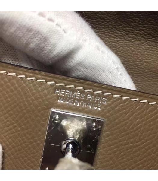Hermes Kelly 20cm Khaki Original Leather Mini Tote Bag Silver Hardware-3