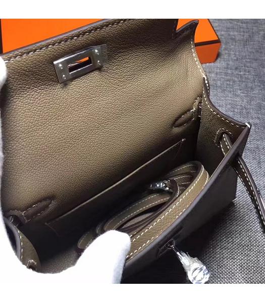 Hermes Kelly 20cm Khaki Original Leather Mini Tote Bag Silver Hardware-6