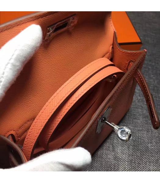 Hermes Kelly 20cm Orange Original Leather Mini Tote Bag Silver Hardware-3