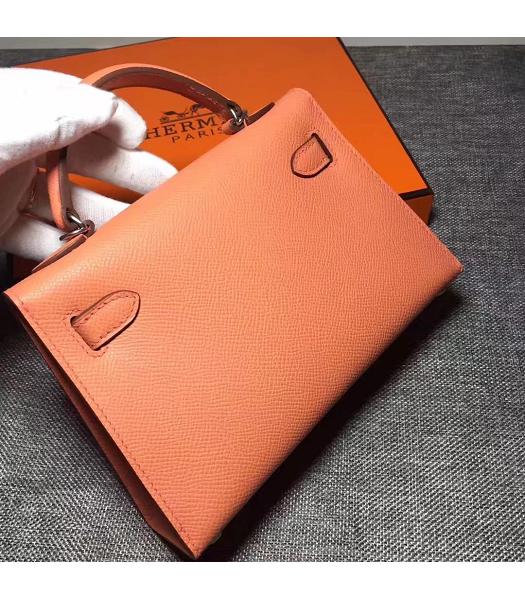 Hermes Kelly 20cm Orange Original Leather Mini Tote Bag Silver Hardware-5
