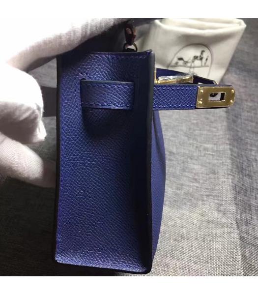 Hermes Kelly 20cm Sapphire Blue Original Leather Mini Tote Bag Golden Hardware-2