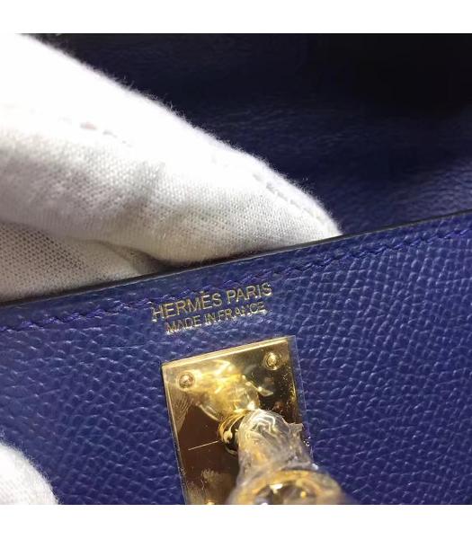 Hermes Kelly 20cm Sapphire Blue Original Leather Mini Tote Bag Golden Hardware-4