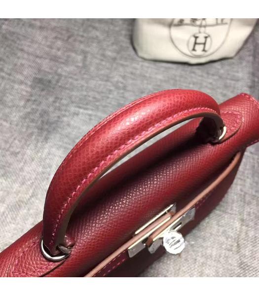 Hermes Kelly 20cm Wine Red Original Leather Mini Tote Bag Silver Hardware-4