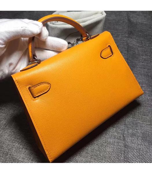 Hermes Kelly 20cm Yellow Original Leather Mini Tote Bag Silver Hardware-4