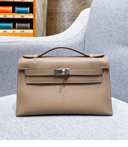 Hermes Kelly 22cm Bag Apricot Imported Swift Leather Silver Metal