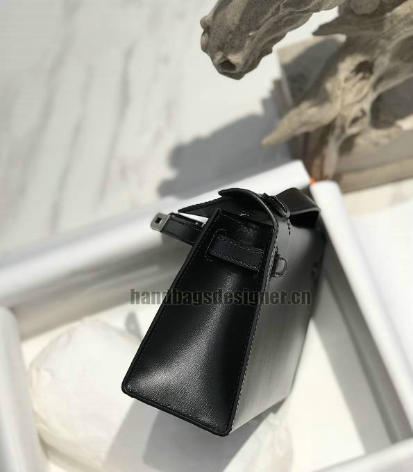 Hermes Kelly 22cm Bag Black Original Box Calfskin Leather Silver Metal-6
