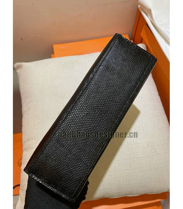 Hermes Kelly 22cm Bag Black Real Lizard Leather Silver Metal-2