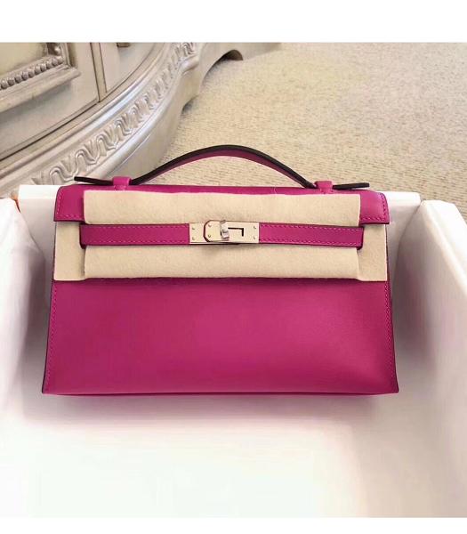 Hermes Kelly 22cm Bag Fuchsia Imported Swift Leather Silver Metal