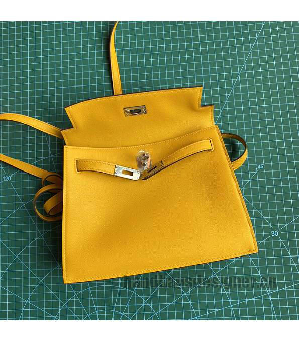 Hermes Kelly 22cm DanSe Amber Yellow Original Swift Leather Golden Metal Handbag-2