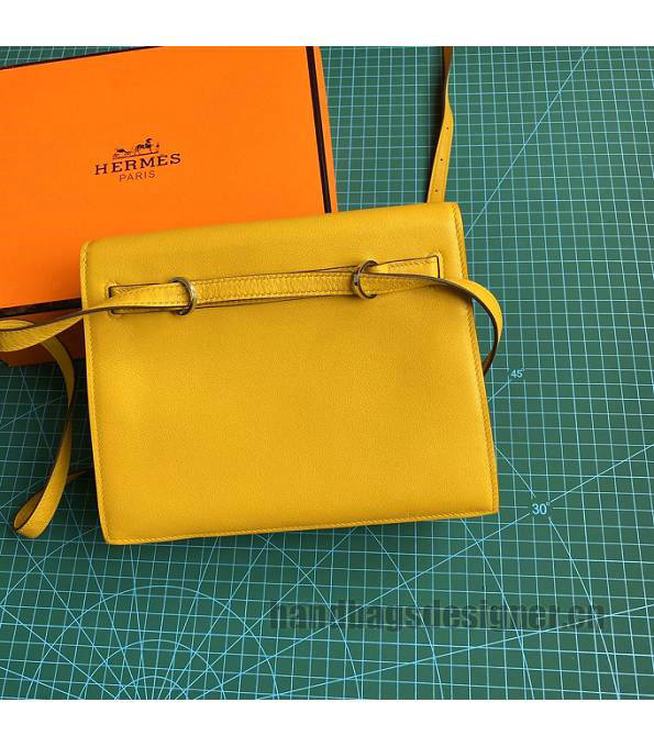 Hermes Kelly 22cm DanSe Amber Yellow Original Swift Leather Golden Metal Handbag-4