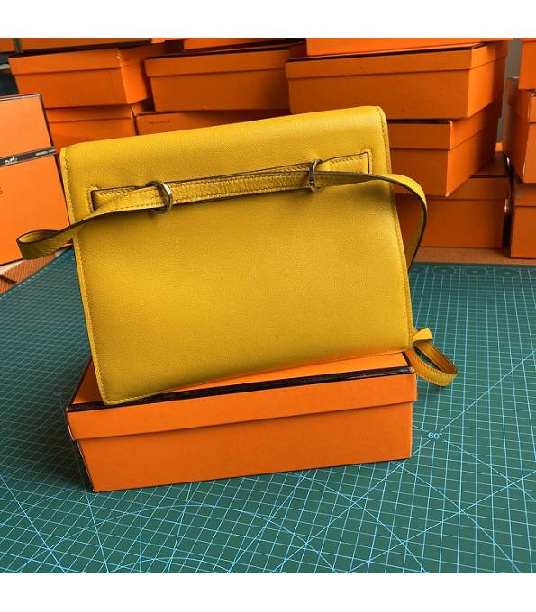 Hermes Kelly 22cm DanSe Amber Yellow Original Swift Leather Golden Metal Handbag-6