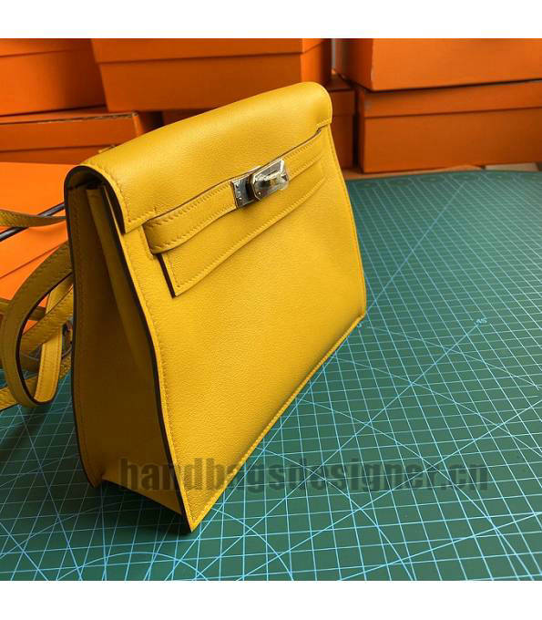 Hermes Kelly 22cm DanSe Amber Yellow Original Swift Leather Golden Metal Handbag-7