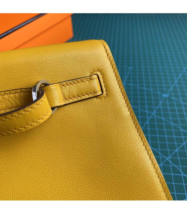 Hermes Kelly 22cm DanSe Amber Yellow Original Swift Leather Golden Metal Handbag-8