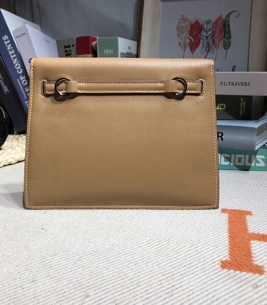 Hermes Kelly 22cm DanSe Apricot Imported Swift Leather Silver Metal Handbag-3